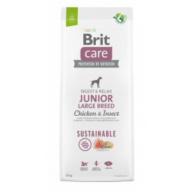 Brit Care Dog Sustainable Junior Large Breed Chicken&Insect- Супер премиум суха храна за подрастващи кученца от големите породи. С високоусвоим протеин от насекоми и пилешко месо